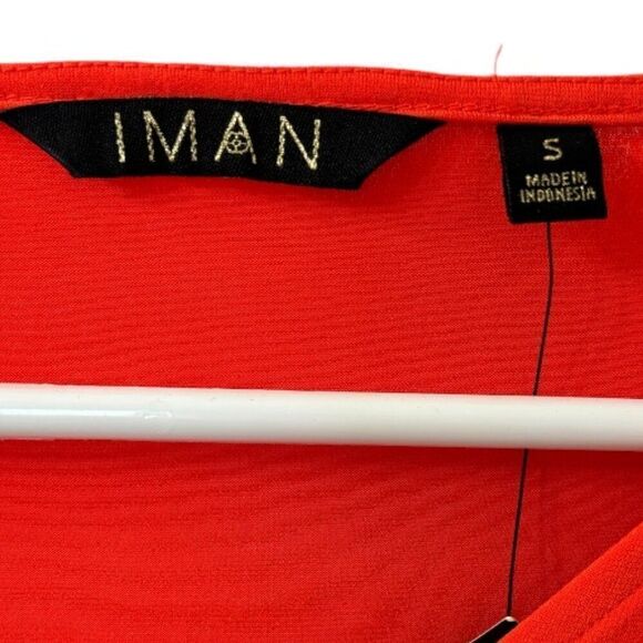 Iman Orange V-Neck Dolman Sleeve Knot Front Casual Blouse Top - Picture 5 of 5